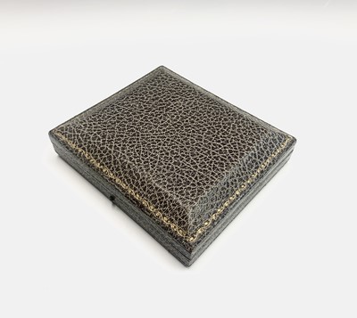 Lot 755 - A tooled leather box for Asprey 10.5 x 12 x 2.5cm