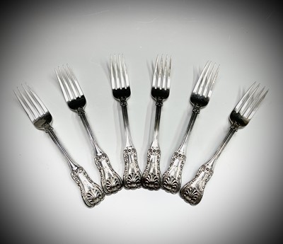 Lot 75 - A set of six Glasgow William IV Kings Pattern...