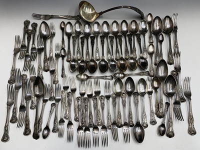 Lot 165 - A Kings Pattern harlequin canteen of top...