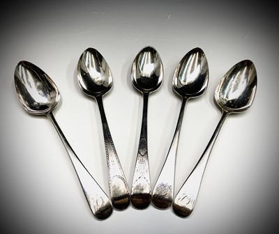 Lot 86 - A silver Hester Bateman bright-cut tablespoon...