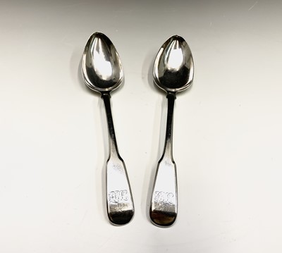 Lot 96 - A pair of George III fiddle pattern...