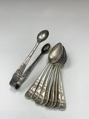 Lot 134 - A set of eight silver teaspoons and matching...