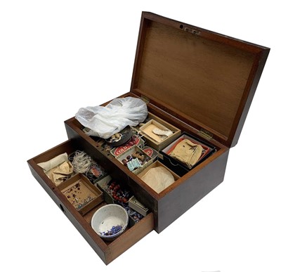 Lot 154 - A George III mahogany box filled with a myriad of tiny glass beads.