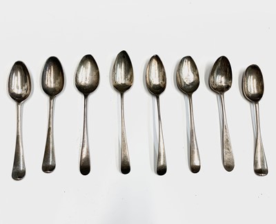 Lot 84 - Eight Georgian silver teaspoons 3.4oz