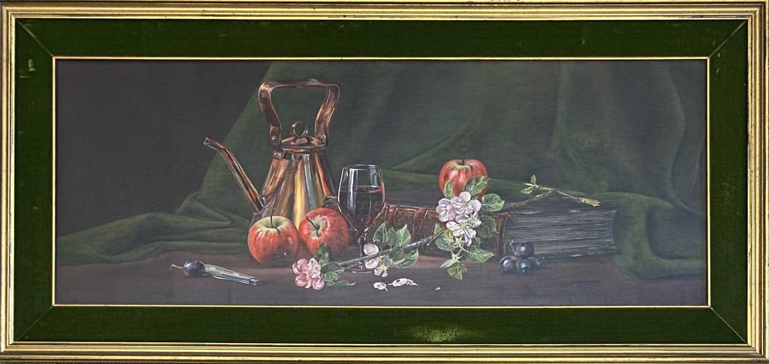 Lot 9 - Ted DYER (1940) Still life with copper kettle...