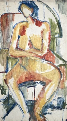 Lot 90 - John EMANUEL (1930) Seated Figure Oil on board...