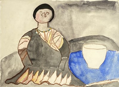 Lot 3 - Bryan PEARCE (1929-2007) The Doll Watercolour...