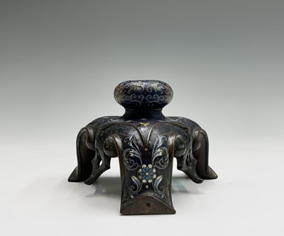Lot 49 - An unusual Chinese bronze and cloisonne stand,...