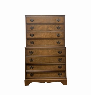 Lot 3033 - A George III style walnut chest on chest, 20th...