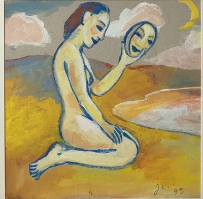 Lot 59 - Janet LYNCH (1938) Kneeling Figure Acrylic...