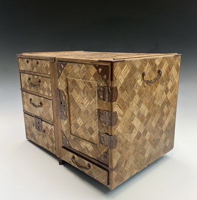Lot 53 - A Japanese parquetry jewellery cabinet, Meiji...