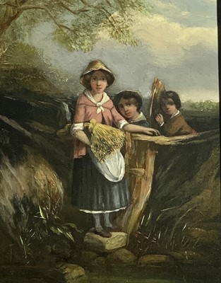 Lot 805 - English School Crossing the Brooke Oil on...