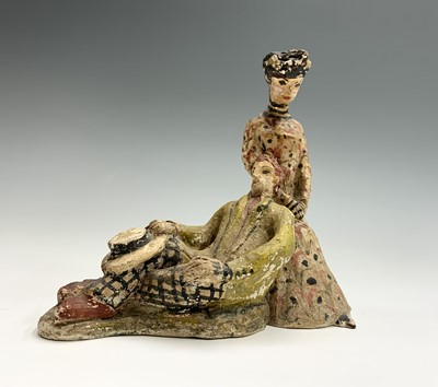 Lot 80 - A plaster maquette, of a couple in Edwardian...