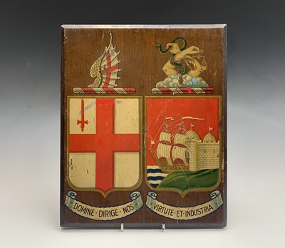 Lot 75 - A vintage GWR mahogany panel, with painted...