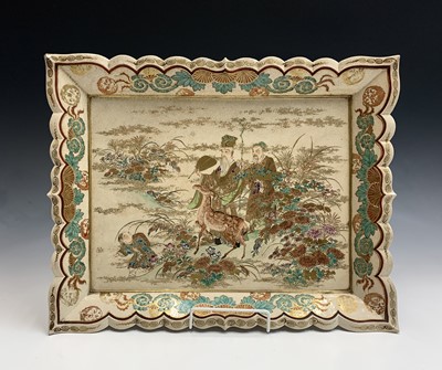 Lot 19 - A Japanese Satsuma pottery wall plaque, Meiji...