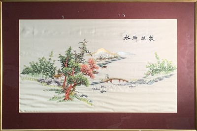 Lot 103 - A Chinese silk embroidered picture, 20th...