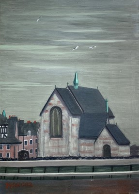 Lot 51 - Julian DYSON (1936 - 2003) Church Oil on...