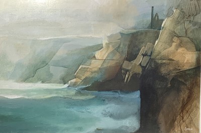 Lot 46 - Ken SYMONDS (1927-2010) Lands End Oil on...