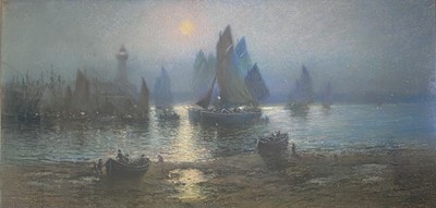 Lot 345 - William COX (act.c.1888-1897) Moonlit Harbour,...