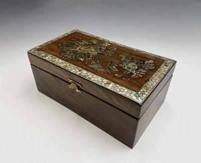 Lot 56 - A Chinese hardwood and mother of pearl work...
