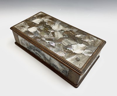 Lot 58 - A Chinese hardwood and mother of pearl box,...