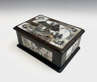 Lot 59 - A Chinese hardwood and mother of pearl box,...