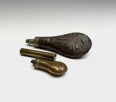 Lot 21 - A 19th century copper and brass small powder...