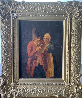 Lot 816 - Manner of Teniers Three small European oils