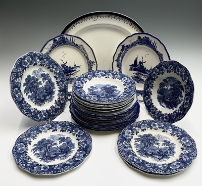Lot 859 - Blue and white: Twelve Royal Doulton 'Norfolk'...