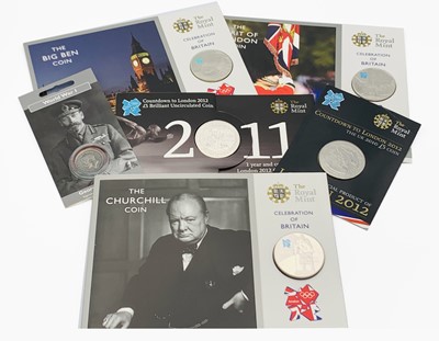 Lot 9 - Great Britain £5 crown size coins (x6) Lot...
