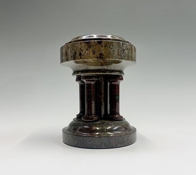 Lot 105 - A Cornish serpentine travel font of circular...