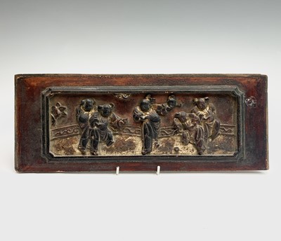Lot 75 - A Chinese carved wood panel, early 19th...