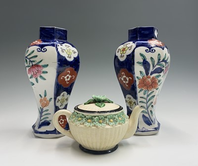 Lot 174 - A pair of Japanese Imari octagonal vases,...