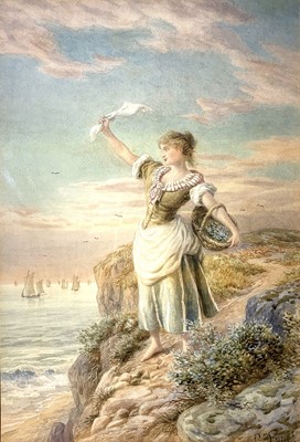 Lot 685 - C. PINE Sailors Farewell Victorian watercolour...