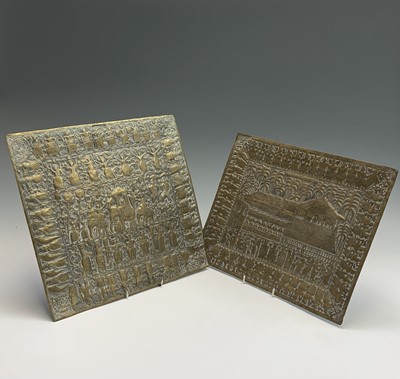 Lot 170 - Two Sri Lankan brass rectangular panels, 19th...