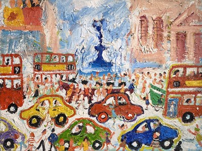 Lot 184 - Simeon STAFFORD (1956) Busy Day, Piccadilly...