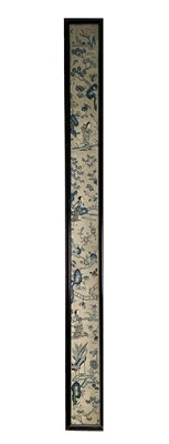 Lot 124 - A Chinese silk embroidered panel, circa 1900,...
