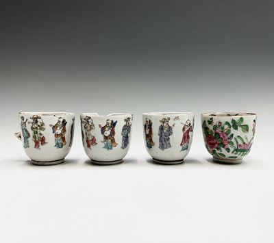 Lot 119 - Three Chinese famille rose porcelain cups and...