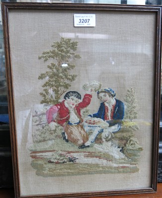 Lot 3207 - A 19th century needlework and beadwork picture...