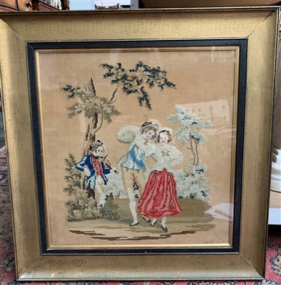 Lot 3215 - A Victorian needlepoint picture of a fiddler...