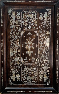 Lot 167 - A Chinese hardwood and inlaid mother of pearl...