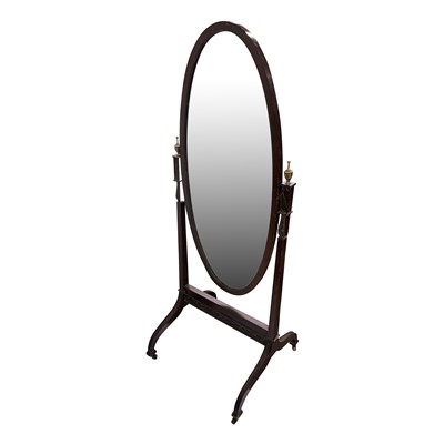 Lot 3332 - A George III style mahogany cheval mirror,...