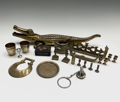 Lot 92 - A brass crocodile nutcracker, length 38cm,...