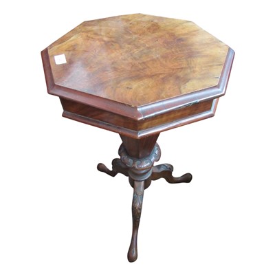 Lot 3341 - A Victorian walnut octagonal work table,...