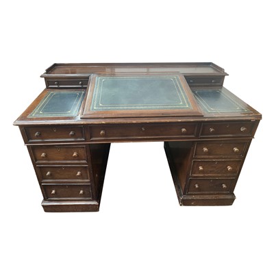 Lot 3363 - A Victorian mahogany pedestal desk, with an...