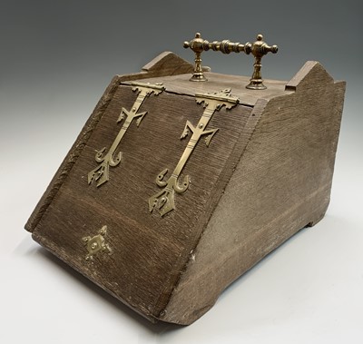 Lot 96 - An Aesthetic movement oak and brass coal box,...