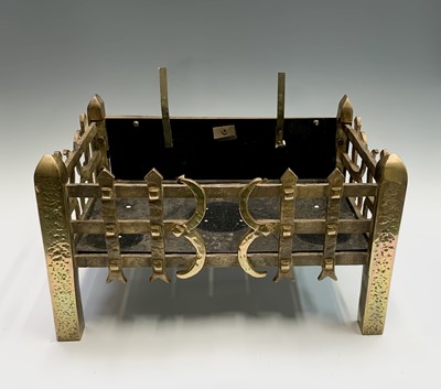 Lot 361 - A Gothic brass fire basket, 20th century, of...