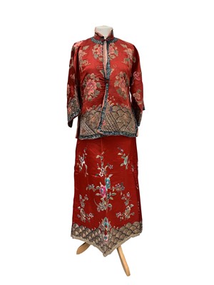 Lot 74 - A Chinese silk embroidered summer jacket and...