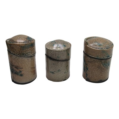 Lot 980 - Bob Berry (Senior) three Raku pottery covered...