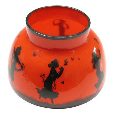 Lot 1002 - A circa 1960s orange glass bowl decorated with...